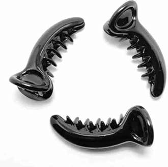Snowpearl Black Color Acrylic Material Banana/Mirchi Hair Clips For Women & Girls (Black, Curved Shape) (Pack of 3) Glossy Look
