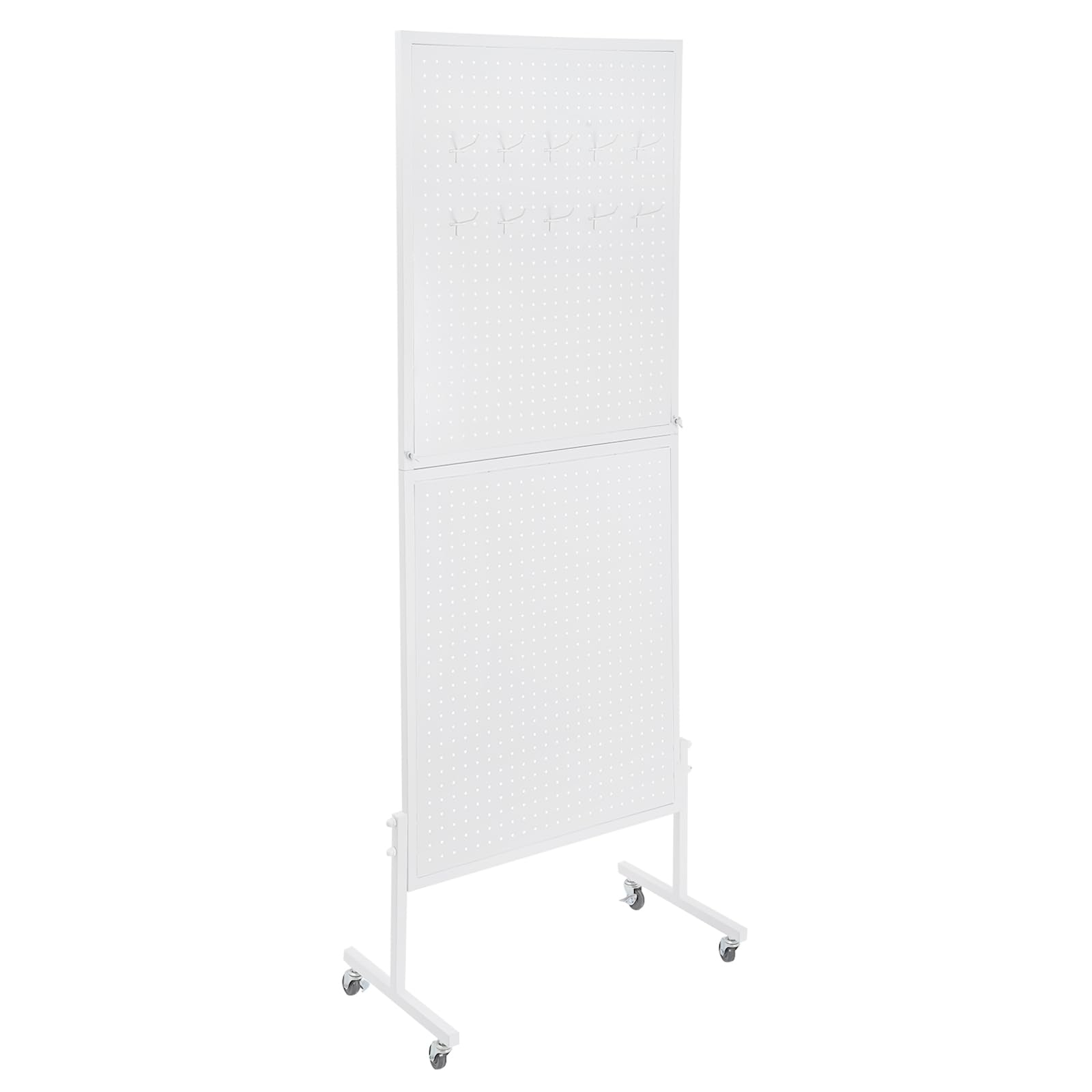 Double Pegboard Panels,Retail Display Stand with T-Base,Pegboard Display w/Wheels,Metal Spinning Peg Board Displays,2-Sided Store Display for Selling Accessories,Keychains,Necklaces,Bracelets (Black)