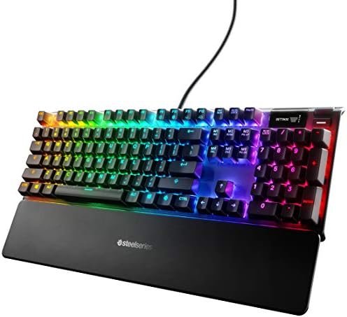 SteelSeries Apex 7 Mechanical Gaming Keyboard โ OLED Smart Display โ USB Passthrough and Media Controls โ Tactile and Clicky โ RGB Backlit (Blue Switch)