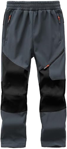 HFDWYJ Winterhose Kinder Gefütterte Skihose Jungen Thermohose wasserdichte Winddichte Wanderhose Outdoor Softshell Hose