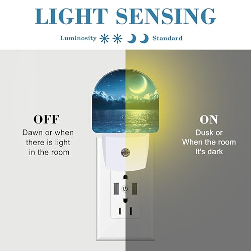 Image of Magic Moon on Sea Night Light Plug into Wall with Dusk to Dawn Sensor Cute Nightlight for Kid Girls Boys Women Men Room Decor, Hallway, Kitchen, Bathroom, Nursery, Stairs