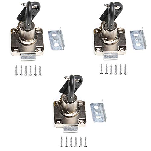 JACKBAGGIO 3pcs Cerradura Galvanizada Para Cajones, Armarios,Muebles, Mesita De Noche, Archivador Con Llaves(Blanco,16mm)