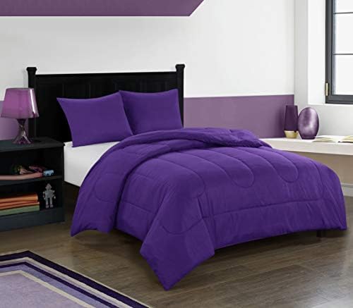 pop shop University All Season Easy-Wash Alternative Reversible Bright Solid Ultra-Soft Lightweight Microfiber Comforter Set, Twin, Purple