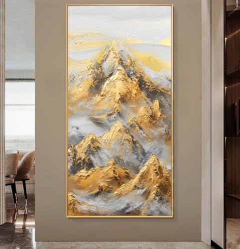 Peinture à l'huile texturée faite main tableau de montagne d'art moderne