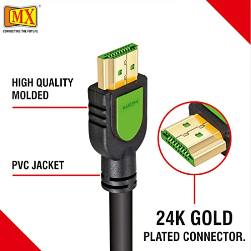 Image of MX HDMI Cable 10m - High-Speed 4K HDMI 2.0 (19-Pin) Male to Male, Supports 4K@60Hz, 1080p, 3D, ARC, TV, Monitor, Projector, Laptop & PC - Black