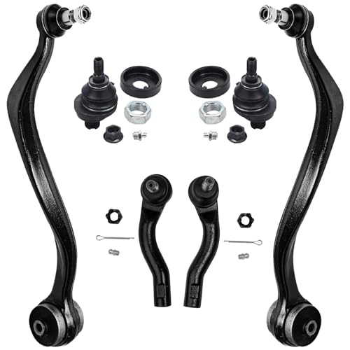 Image of Detroit Axle - 6pc Front End Kit for 2006-2012 Ford Fusion, 2007-2012 Lincoln MKZ, 2006 Zephyr, 2006-2009 Mercury Milan Lower Control Arms w /Ball Joints Outer Tie Rods Upper Ball Joints Replacement