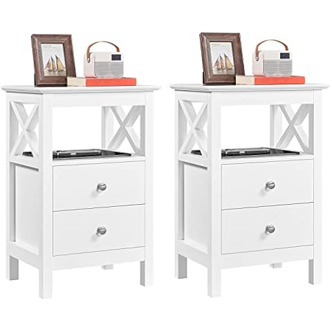 Yaheetech White Bedside Tables with Drawers Cover