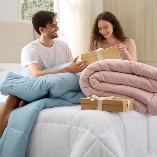 Image of Bedsure Comforter Duvet Insert - Quilted Comforters Oversize Queen Size, All Season Duvet, GentleSoft Down Alternative Bedding Blanket, with 8 Tabs, Gifts for Women /Men, Purple, Oversize Queen 98x98