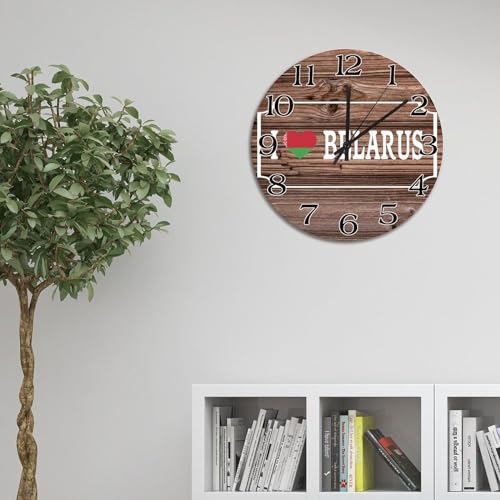 Horloge murale Biélorussie en bois noble avec mécanisme sans tic-tac