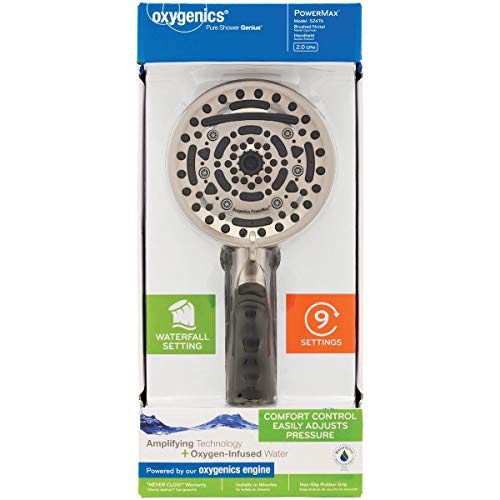 Oxygenics Powermax Brushed Nickel 9-Spray Shower Head #TOP1