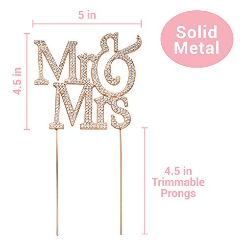Mr And Mrs Wedding Cake Topper - Premium Rose Gold Metal - Sparkly Wedding Or Anniversary Cake Topper - Now Protected In A Box #TOP3