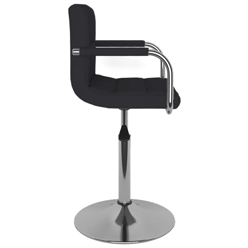 Taburete de bar negro acolchado, estructura de acero cromado con resorte de gas, altura regulable de 71 a 85,5 cm, giratorio 360 grados, con reposabrazos