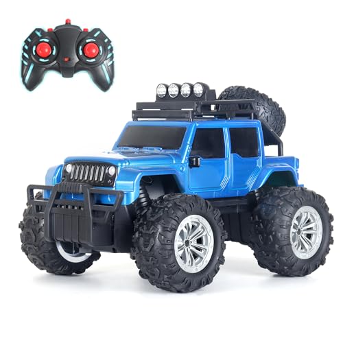 popsugar Off Roader Rechargeable Remote Control Car | RC Car Monster Truck | 4 Headlight Modes | Lithium Battery | C-Type Charging | 2.4GHz Remote Controller | Made in India, Blue