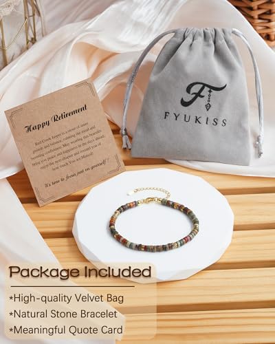 FYUKISS Retirement Gifts for Women, Inspirational Natural Stone Bracelet Retirement Gifts for Coworkers, Friends, Teachers4