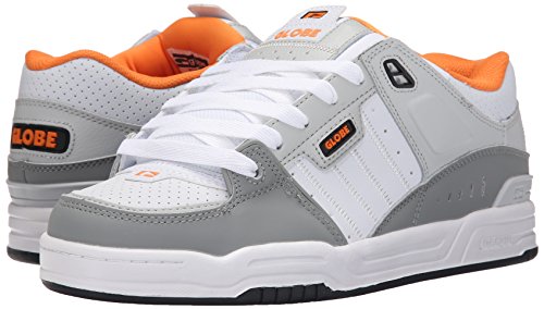 Image of Globe Mens Fusion Skate Shoes, Grey /White /Orange, 14 M US