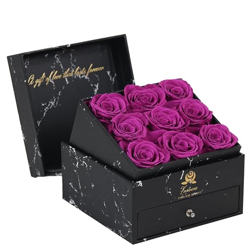 Caja de regalo con 9 rosas preservadas Forevera miniatura 1