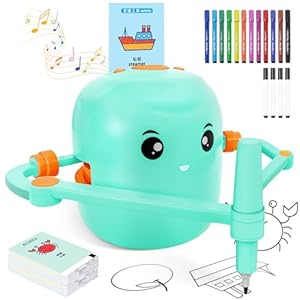 Drawing Robot for Kids with 150 Learning Cards and 17 Colorful Pens, Voice Interactive Educational Smart Art Painting Machine, Step-by-Step Drawing Guidance for Boys Girls Early Learning & STEM Toys