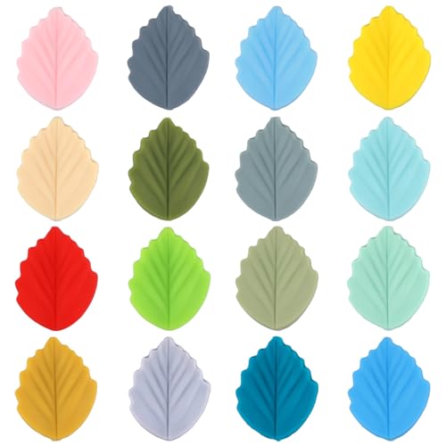 16pcs Knitting Needle Stoppers, Cute Leaf Knitting Needle Point Protectors 16 Colors Silicone Knitting Needle End Caps Needle Tip Stoppers for Quilting Sewing Supplies