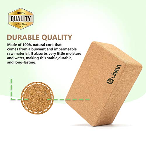 Limm Cork Yoga Blocks - 1 Pack Natural And Sustainable Cork Yoga Brick For Supporting Yoga Poses - 3 X 6 X 9 Inches Anti-Slip And Non-Tilt Exercise Block - Used To Improve Flexibility #TOP1
