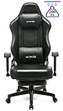 SITMOD Silla Gaming Sillas Gamer Ergonomica Silla Reclinable con Masaje, Silla de Escritorio Gaming Sillas Ordenador Sillón Racing Esport Silla Bordado Luminoso con Reposapies,Negro