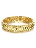 U7 Jewelry 12MM Wide Wrist Chain 18K Yellow Gold Plated Men Women's Bracelet (19CM Long)