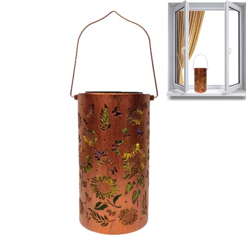 Linterna solar girasol para decorar terrazas y porches con luz acogedora