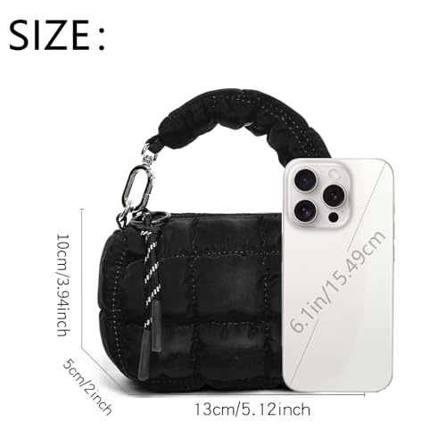 mini quilted wristlet bag for women puffer handbagsevening bagscharm lipstick bagcute bag charm for gift
