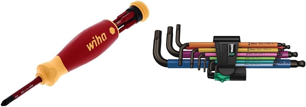 Wiha 28345 6 Piece Insulated SlimLine PocketMax Multi-Driver & Wera 05073593001 950 SPKL/9 SM N SB Long Arm Hex Key Set