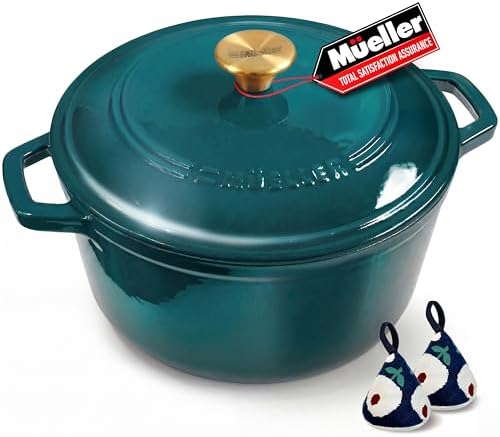 Lazy Day Beef Stew with minimal prep 3 Mueller DuraCast 6 Quart Enameled Cast Iron Dutch Oven Pot with Lid, Sourdough Bread Baking, PFOA-Free, 500°F Oven Safe - All Cooktops incl. Induction, Braising & Slow Cooking, Emerald