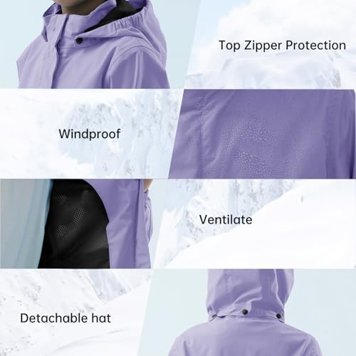 Image of YINGJIELIDE Boys Girls Waterproof Rain Jackets Kids Easy to Fold Windbreaker Lightweight Outdoor Hooded Raincoat