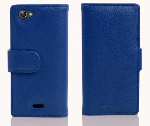 Cadorabo Custodia Libro per Sony Xperia J in BLU