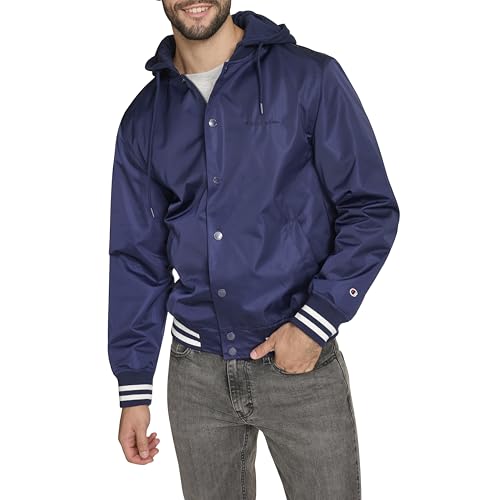 Champion Men's Lightweight Varsity Jacket With Jersey Hood, Peacoat, Large by Champion - Used condition - US$75.20