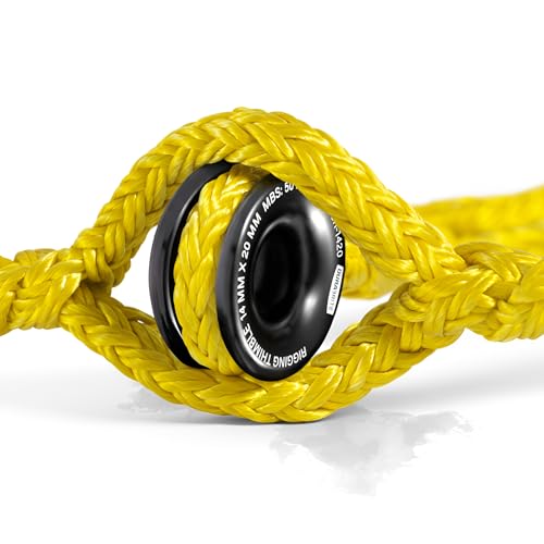 Pelican Rope 1/2" - 6 FT - Adjustable Rigging Block Sling with Aluminum Rings - 13,500 LBS MBS / 2,700 LBS WLL, 12 Strand, Polyester, Arborist Sling, Tree Climbing Gear - Single-Head, Yellow by Pelican Rope - Image 4