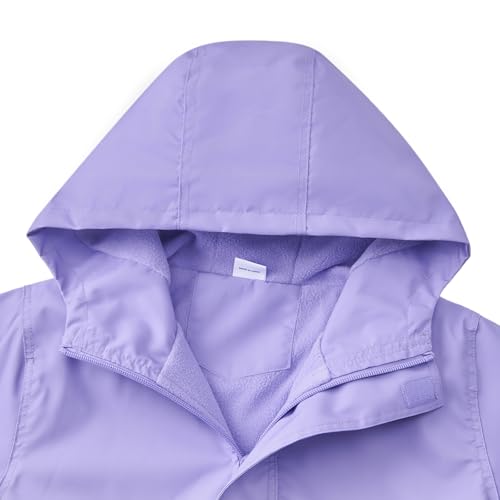 Image of MGEOY Boys Girls Rain Jacket Lightweight Waterproof Hooded Fleece Lined Raincoat Windbreakers for Kids