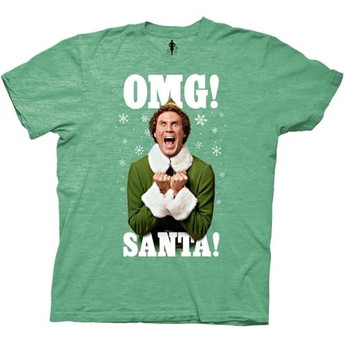 Ripple Junction Elf Movie Men’s Short Sleeve T-Shirt Christmas Buddy The Elf OMG Santa I Know Him Holiday Officially Licensed