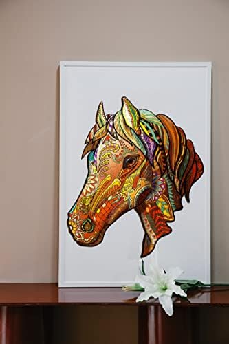 Blumuze Wooden Jigsaw Puzzles, Fine Horse Wooden Puzzles for Adults, Unique Shaped Animal Wood Puzzles, Wooden Animal Puzzles for Adults Kids with Wood Gift Box 84pcs-S-21 * 17.8cm