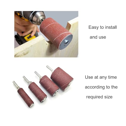HANPINYUAN 20 Packs Sanding Drum Kit and Sleeves Set for Drill or Drill Press,2”Long Sanding Drums and 1/4”Shank,60, 80,120 and 240 Grit