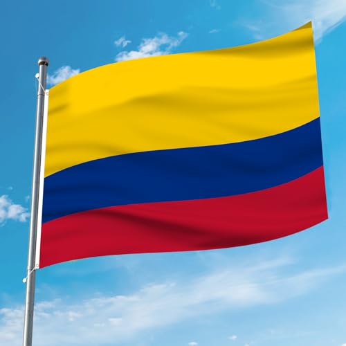 Image of AhfuLife Colombia Flag 3x5 Ft 2 PCS, Large Colombia National Flags for Outside - Double Side with Brass Eyelets for World Cup Party Decorations, Soccer Party Bar Garden Decoration Indoor Outdoor