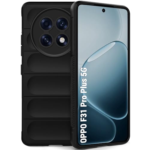 Image of TheGiftKart Liquid Silicon Back Cover Case for Oppo F31 Pro Plus 5G | Shockproof Military Grade Protection | Micro-Fibre Cloth On Inner Side | Built-in Anti-Slip Grip Back Cover Case (TPU, Black)