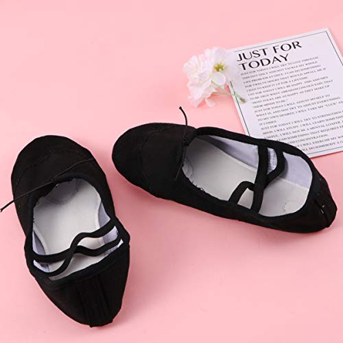SALILY Sapatos de balé para ioga dança adultos sapatilha bailarina lona couro antiderrapante sapato