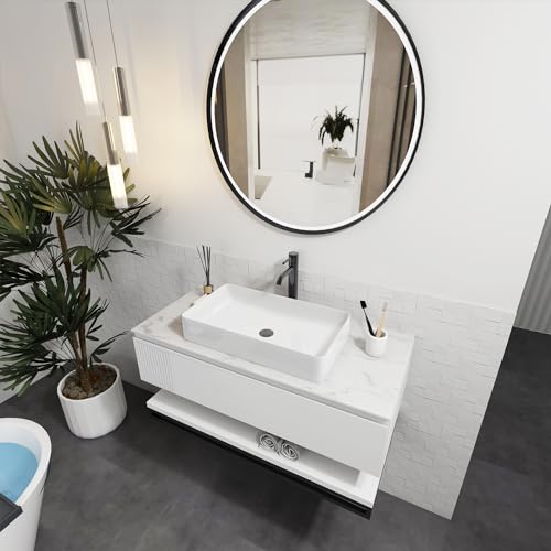 Sinber BVS2414A-OK 24 Inch X 14 Inch X 4.33 Inch White Rectangular Ceramic Countertop Bathroom Vanity Vessel Sink Bvs2414A-Ok thumb #8
