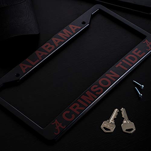 Eliteauto3K Alabama Crimson Tide License Plate Frame Cover – Black – 12.25” X 6.25” - Ideal Gift For Sports Fans & Supporters – Slim Design #TOP1