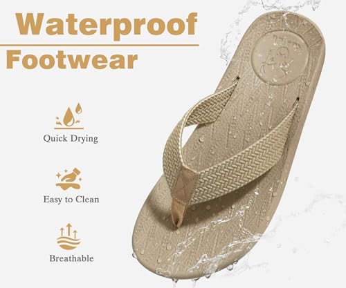 Image of KuaiLu Mens Flip Flops Arch Support Comfortable Summer Beach Thong Sandals Yoga Foam Cushion Slip on Slippers