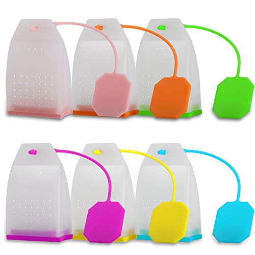 Reusable Silicone Tea Bag, Loose Leaf Small Tea Infuser Strainer Set 6 Pack