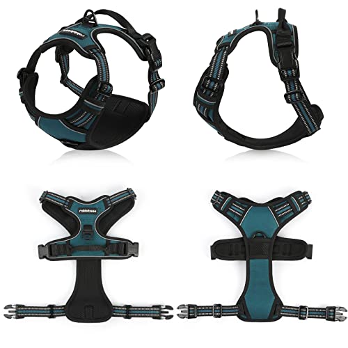rabbitgoo Dog Harness Large Dog No Pull Pet Harness with 2 Leash Clips, Adjustable Soft Padded Pet Vest, Reflective No-Choke with Easy Control Handle for Training or Walking, Dark Green, L - Image 8