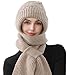 CheChury Strickmützen Damen Mützenschal Winter Integrierter Gehörschutz Winddichte Mütze Schal 2 in 1 Wintermützen und Schal Damen Kapuzenschal Frauen Winterschal Warme Mütze mit Fleecefutter,Hellgrau