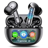 AI Cuffie Traduzione Simultanea, Auricolari Bluetooth 5.4 con schermo LED, 3 in 1 Cuffie Traduzione Bluetooth con ENC, 144 Lingue Auricolari Traduttori Istantanei Vocali Gratuite, per Viaggi/Affari