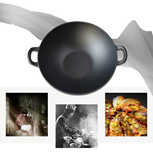 Wok de acero carbono 14 pulgadas fondo plano con dos asas miniatura 4