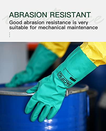 Pacific Ppe 2 Pairs Nitrile Chemical Resistant Gloves, Flocked, Resist Strong Acid, Alkali, 15 Mil, 12.6", Xx-Large #TOP3