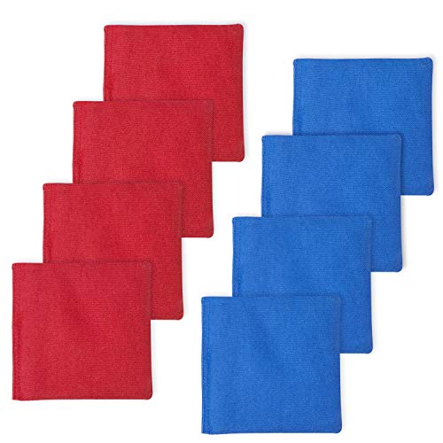 EXERCISE N PLAY Cornhole Bags Set-Premium All Weather Resistant Duckcloth Corn Hole Bags Set of 8 for Cornhole Bean Bag Toss Games Cornhole Outdoor Games -Regulation Size & Weight-Includes Tote Bags